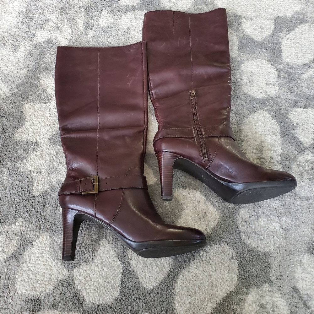 ENZO ANGIOLINI EAPELLECHIA Brown Leather Tall Boots - 3½" Heel - Size 10M